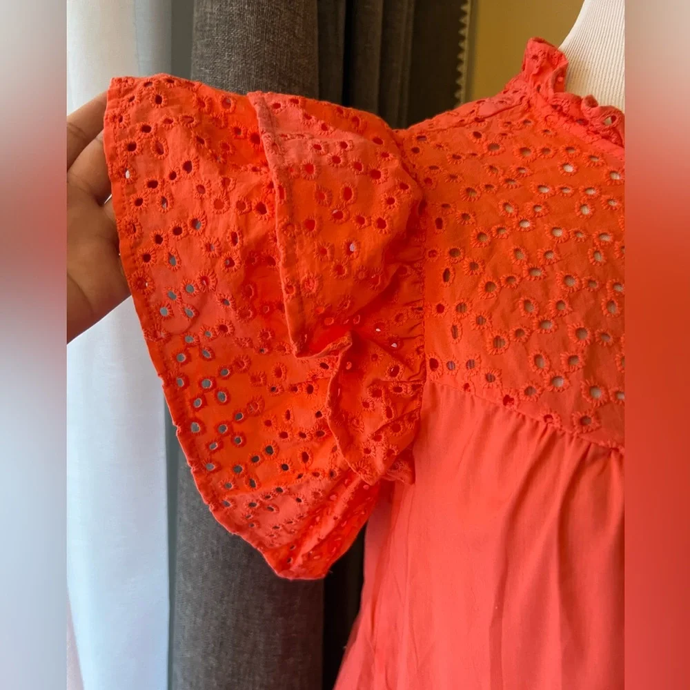 Orange Butterfly Sleeve Top - Picture 3 of 5